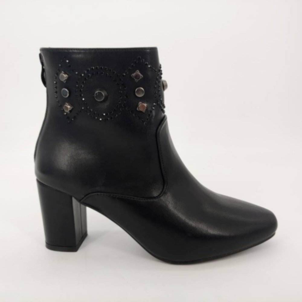 Amanda Dlaurie Womens Ankle‎ Booties Black Block Heels Embellished Zip 6.5 M New